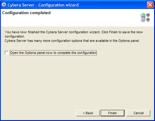 Cybera Server Configuration Wizard - Finish screen