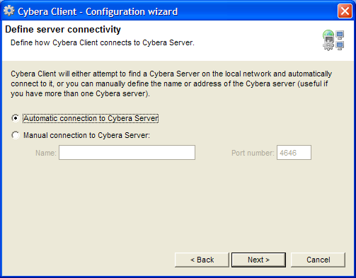 Cybera Workstation Configuration Wizard - Server connectivity