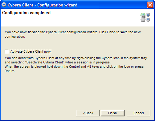 Cybera Workstation Configuration Wizard - Finish screen